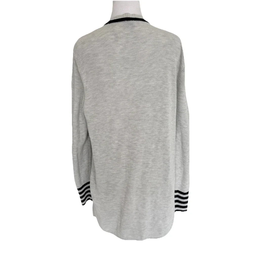 Talbots T by Talbots Navy Gray Open Front Cardigan Size M Luxury Nautical Vacay - Picture 5 of 10